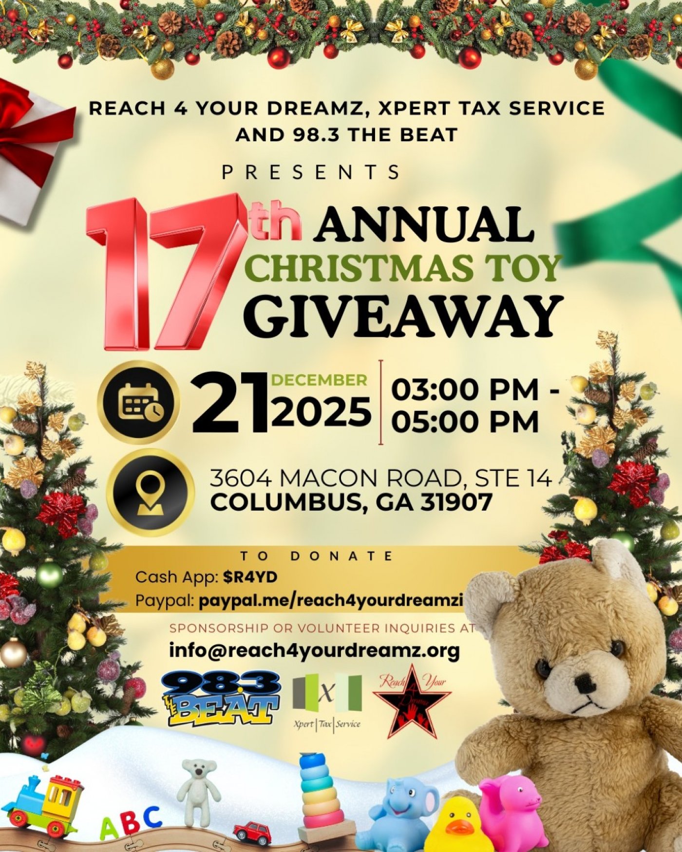 \ud83c\udf84 17th Annual Christmas Toy Giveaway & Dinner \ud83c\udf81