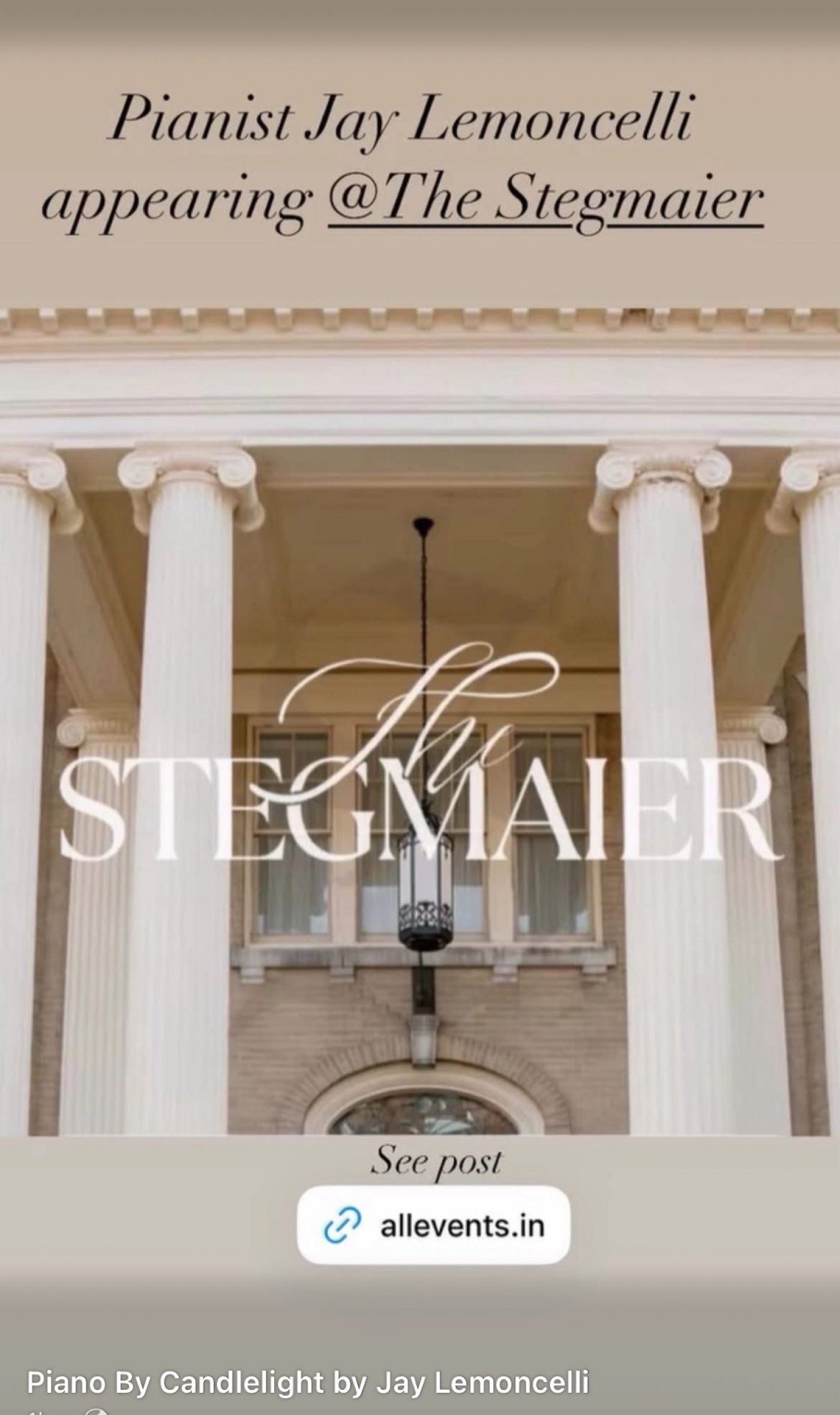 STEGMAIER presents A Night of Opera, Musical Theater and Movie Themes pianist Jay Lemoncelli