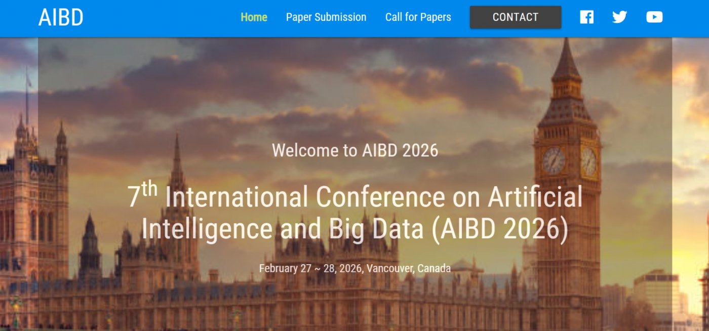 7th International Conference on Artificial Intelligence and Big Data (AIBD 2026)