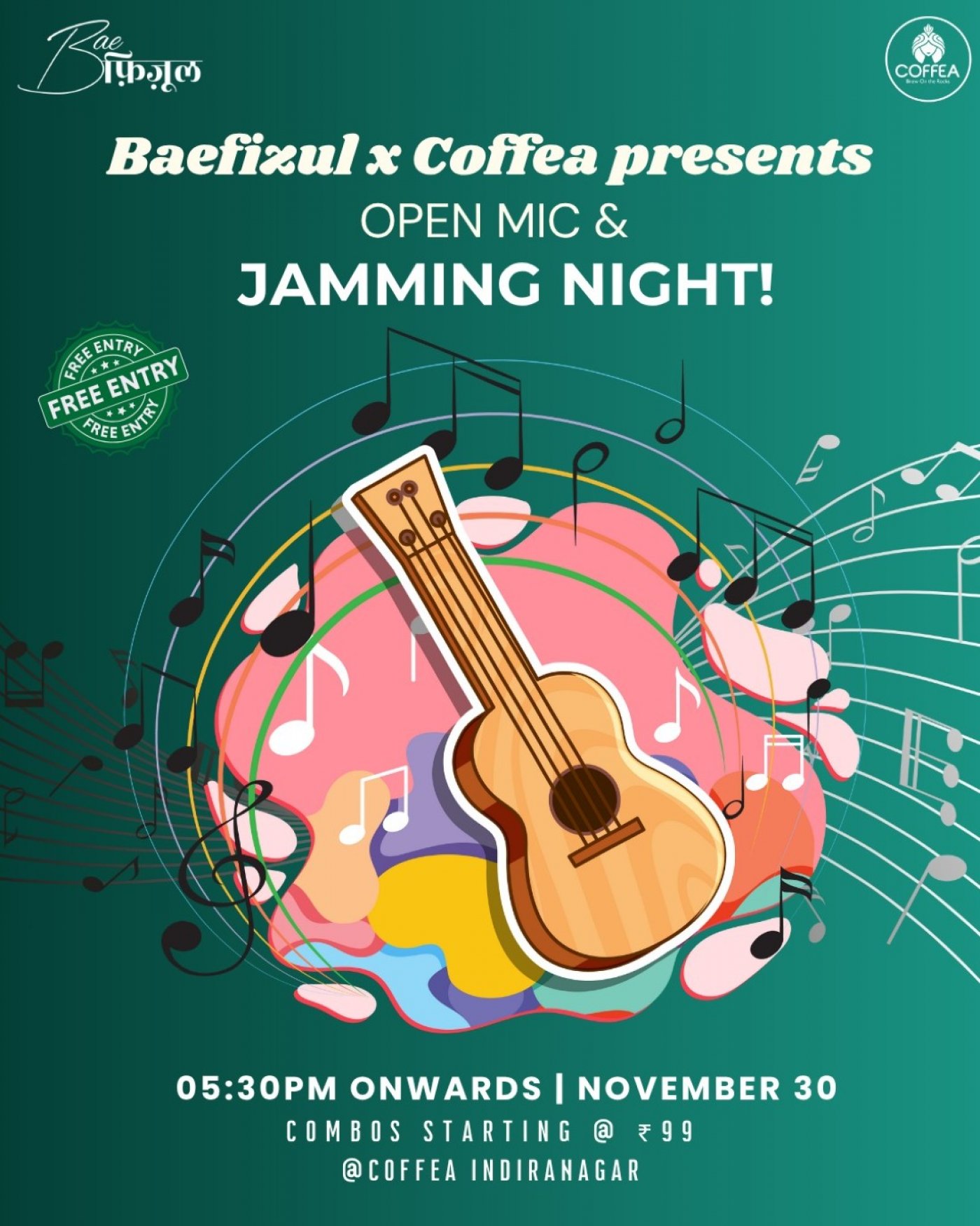 Bae\u092b\u093c\u093f\u091c\u093c\u0941\u0932  Open Mic  & Jamming night @coffea