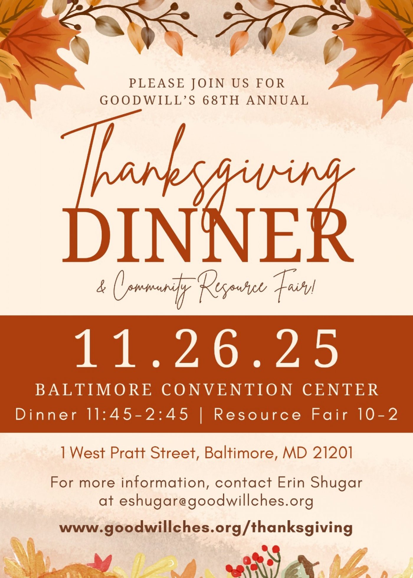 Goodwill Industries of the Chesapeake\u2019s 68th Annual Thanksgiving Dinner & Resource Fair