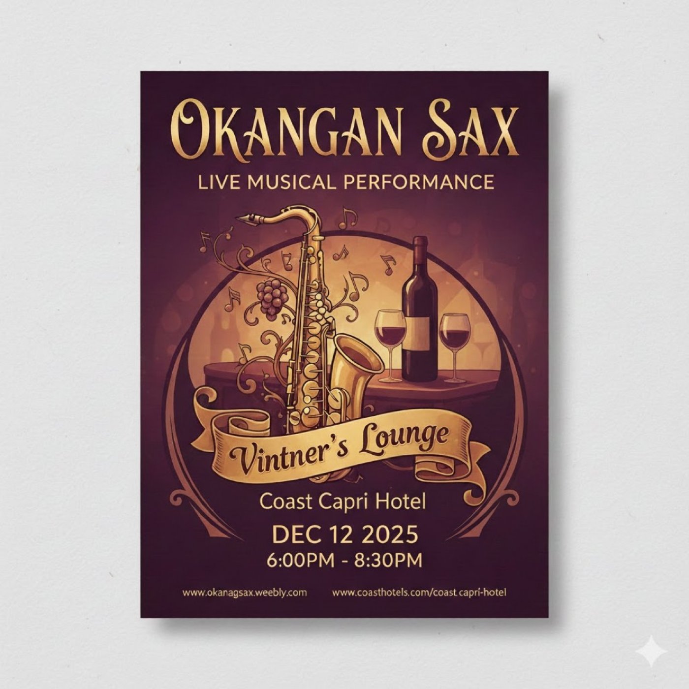Okanagan Sax - Live Show at Vintner's Lounge (Coast Capri Kelowna)