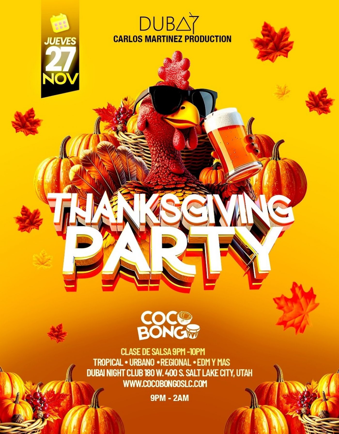 Coco Bongo Nights: Thanksgiving Party at Dubai UT 