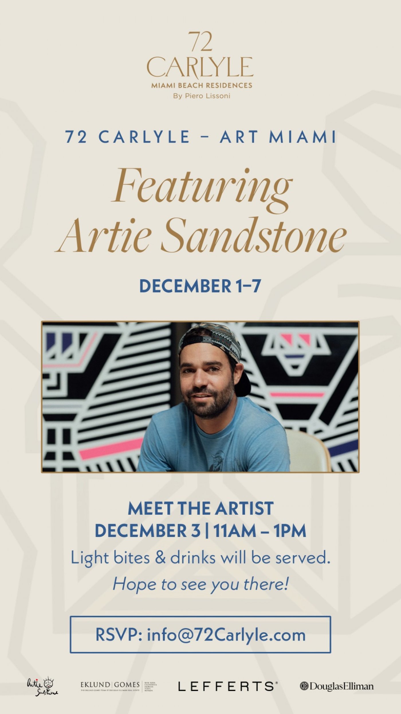 Art Miami: Meet the Artist at 72 Carlyle \u2014\u00a0Featuring Artie Sandstone