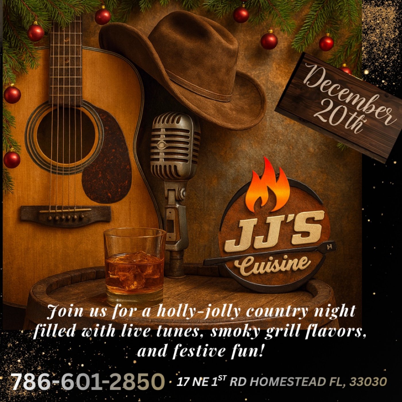 Holly Jolly Live Western Country Music Night @ JJ\u2019s Cuisine