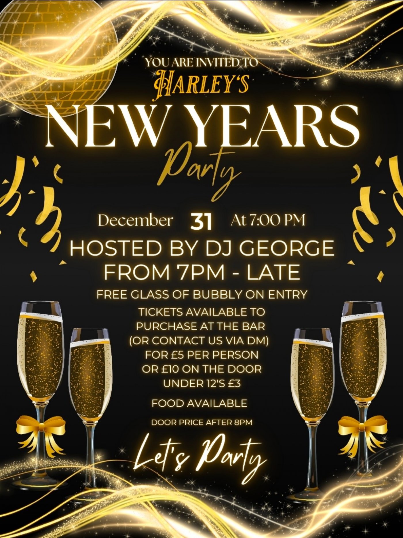 Harley's New Years Eve Party - 31st December @ Harleys, Newport Road, Hemsby, NR29 4NW