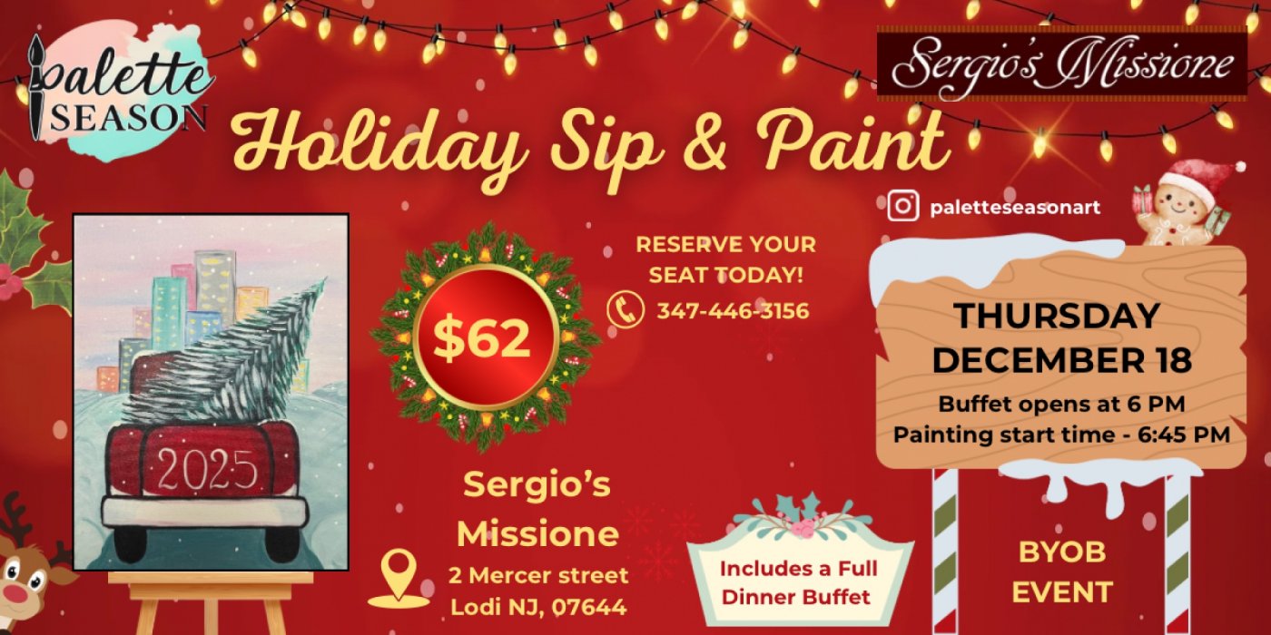 Palette Season Holiday Sip and Paint Dinner at Sergio\u2019s Missione 12-18-2025