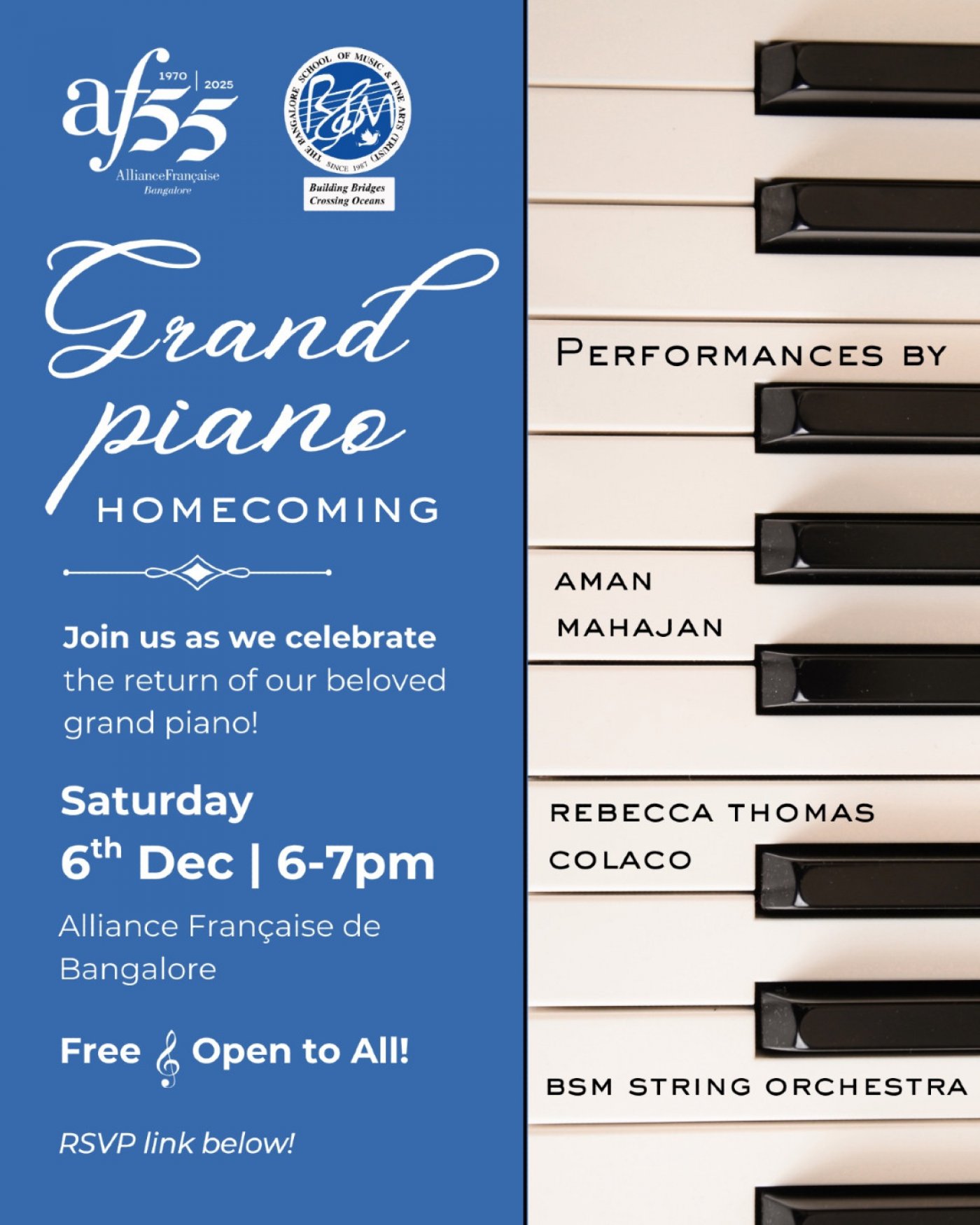 Grand Piano Homecoming @AFB - Saturday 6 December - Alliance Fran\u00e7aise de Bangalore