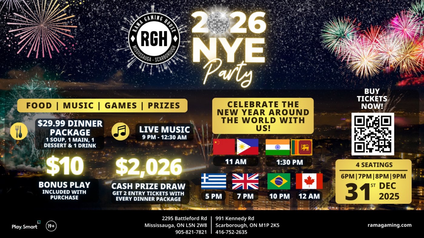 New Year's Eve Party in Mississauga at Rama Gaming House