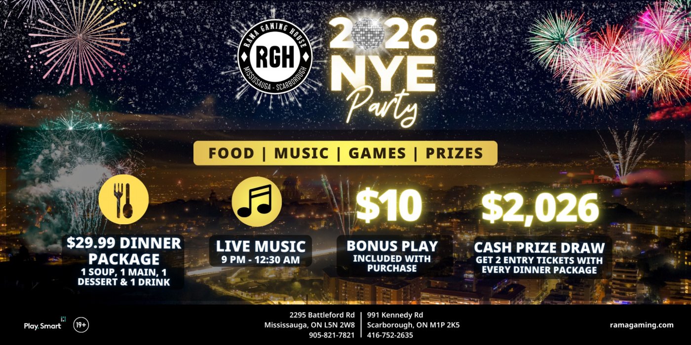 New Year's Eve in Scarborough at Rama Gaming House