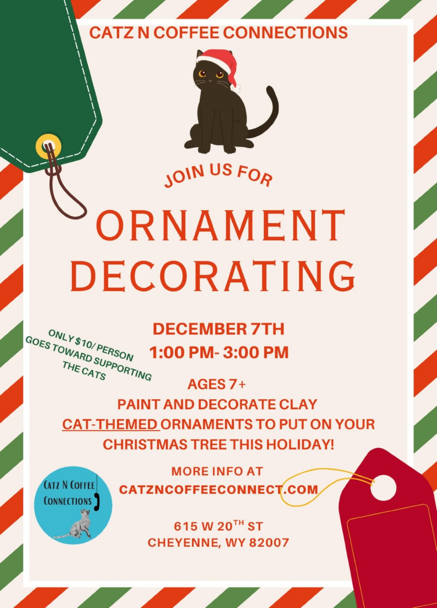 CAT THEMED CLAY ORNAMENT PAINTING AND DECORATING EVENT