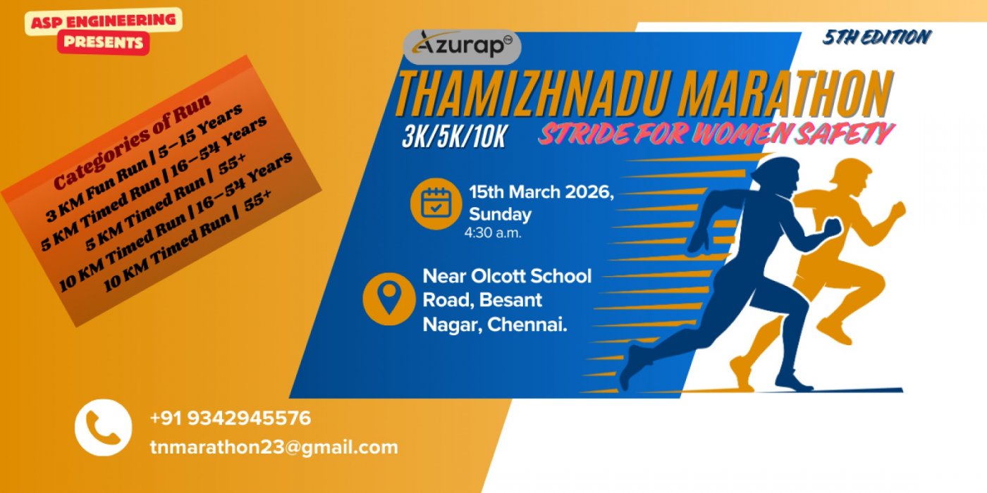 Azurap\u2019s Thamizh Nadu Marathon \u2013 2026 (5th Edition)  "Stride for Women Safety"