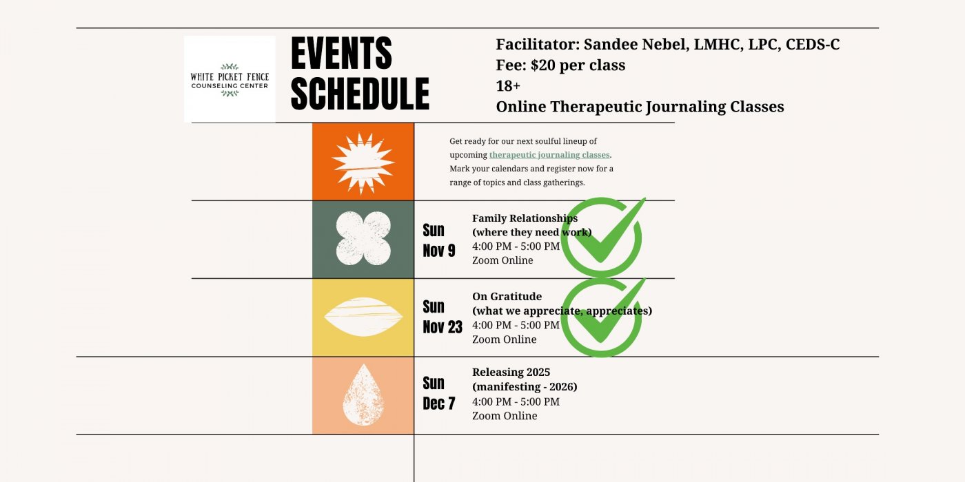 Online Therapeutic Journaling Class