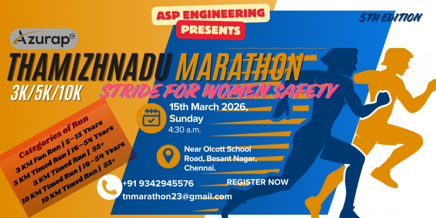 Azurap\u2019s Thamizh Nadu Marathon \u2013 2026 (5th Edition)  "Stride for Women Safety"