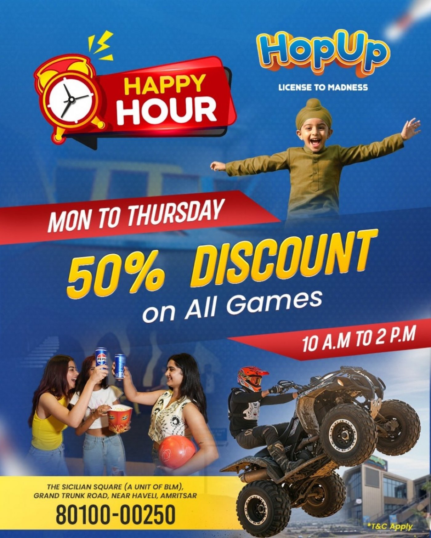 HopUp Amritsar - Happy Hour December Offer: 50% Discount on All Games