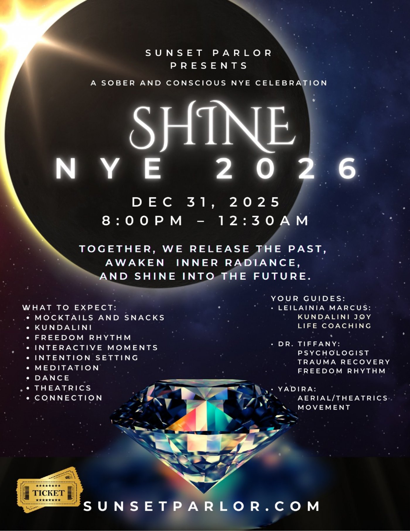 New Year Eve SHINE Celebration at Sunset Parlor 