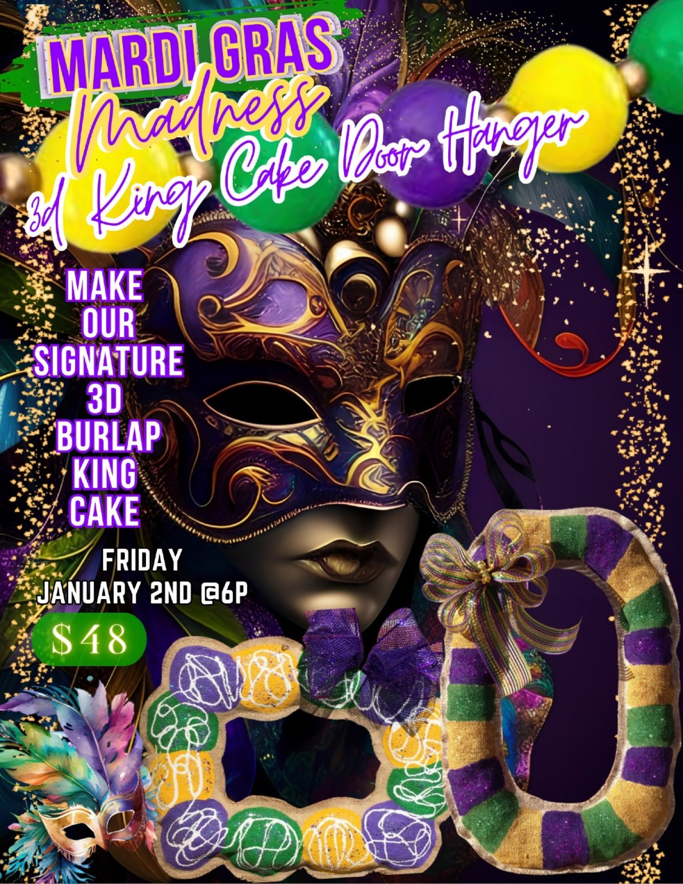 Mardi Gras 3D Burlap Kingcake Sesh!