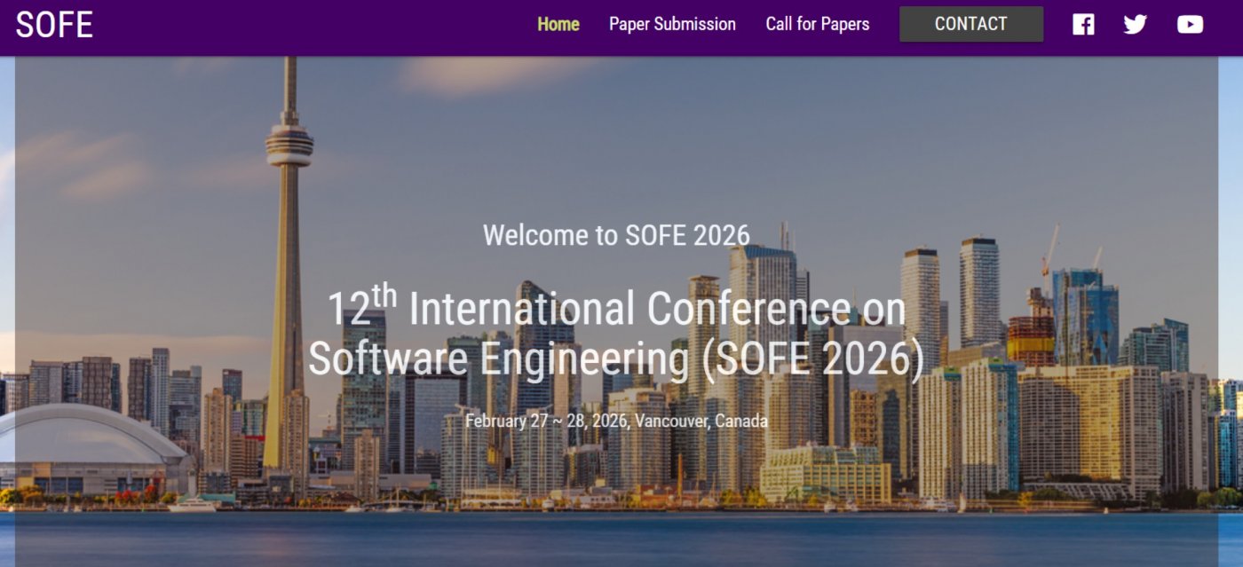 12th International Conference on Software Engineering (SOFE 2026)