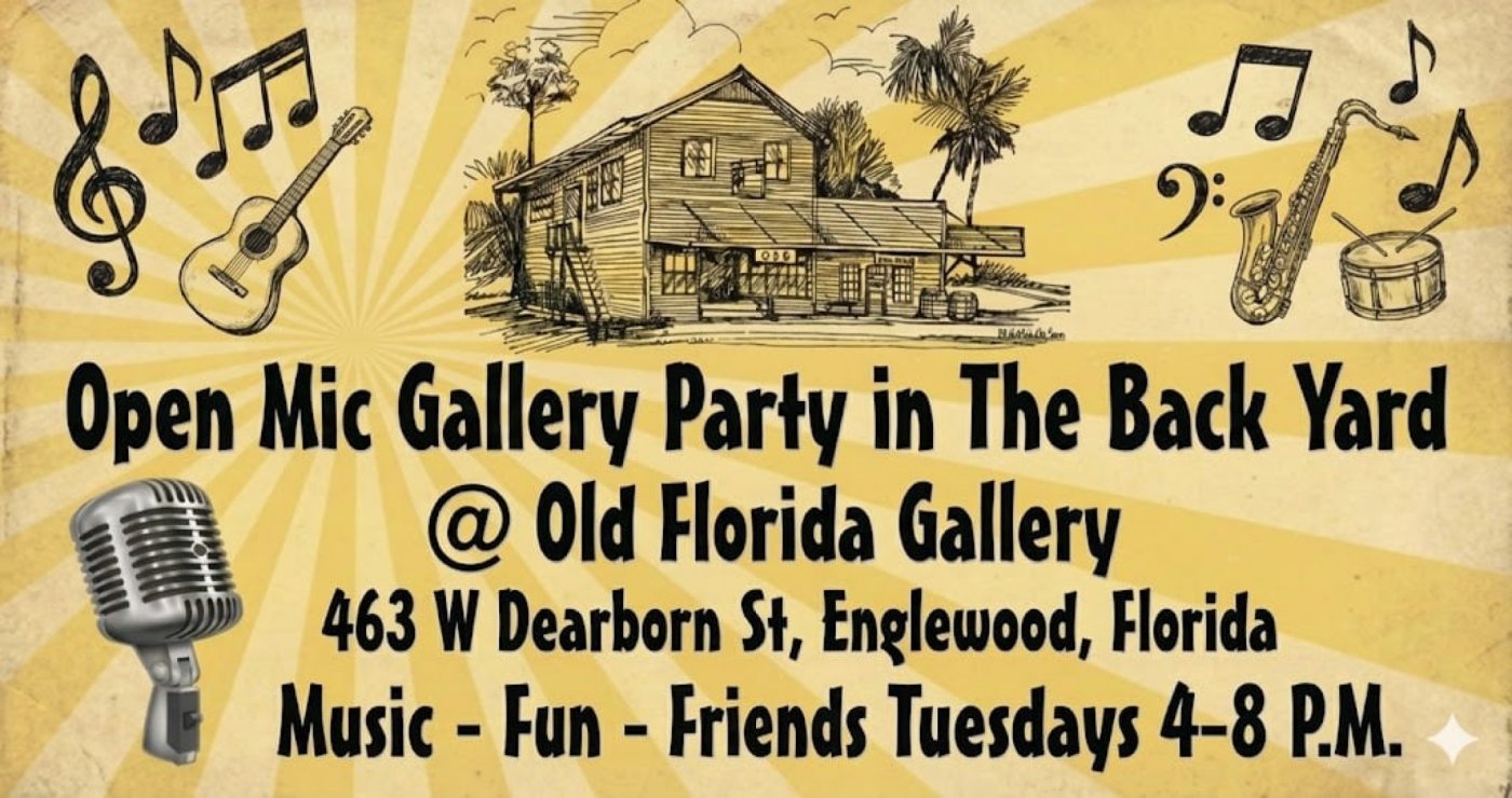 Tuesday Open Mic Gallery Party in the Backyard @ the Old Florida Gallery