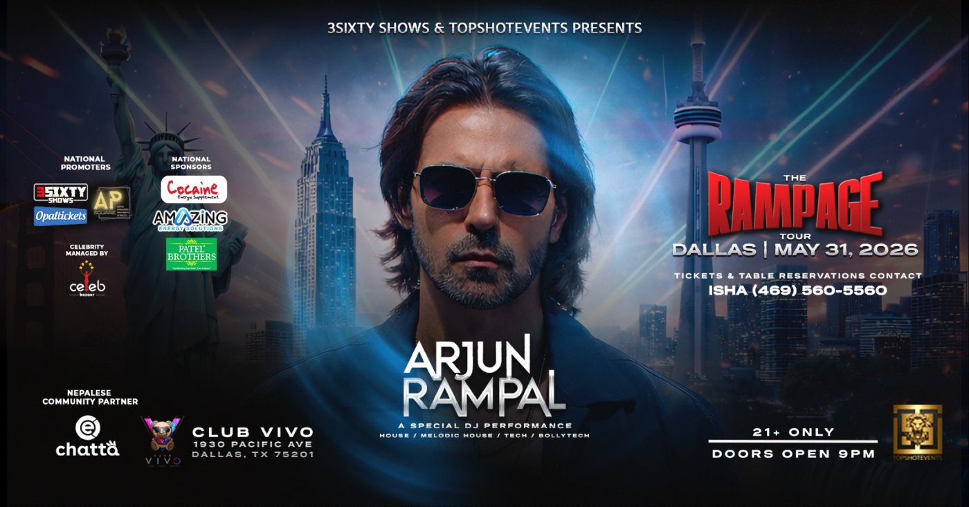 Arjun Rampal Rampage Tour \u2013 Live Celebrity DJ Night in Dallas | Club Vivo