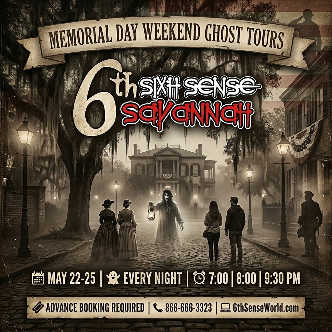 Memorial Day Weekend: The Spirits of Savannah Presented by Sixth Sense Savannah\u00ae Ghost Tours