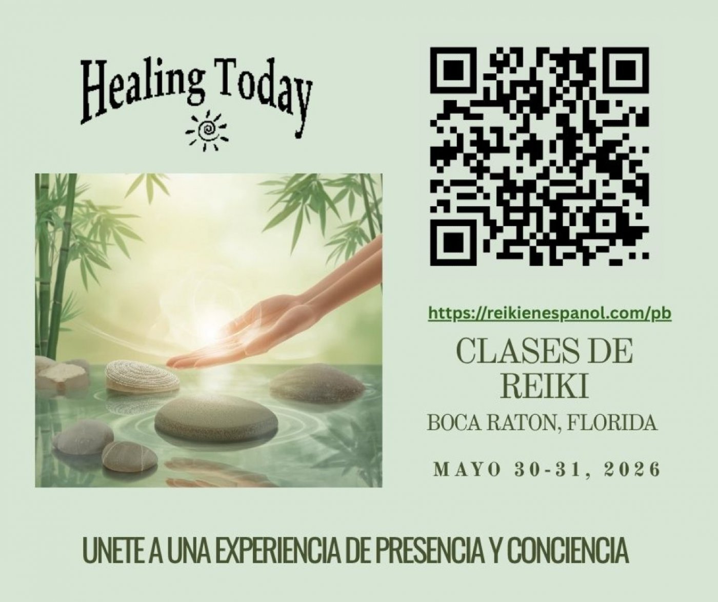 Clases de Reiki en Palm Beach, FL - Mayo 30-31, 2026