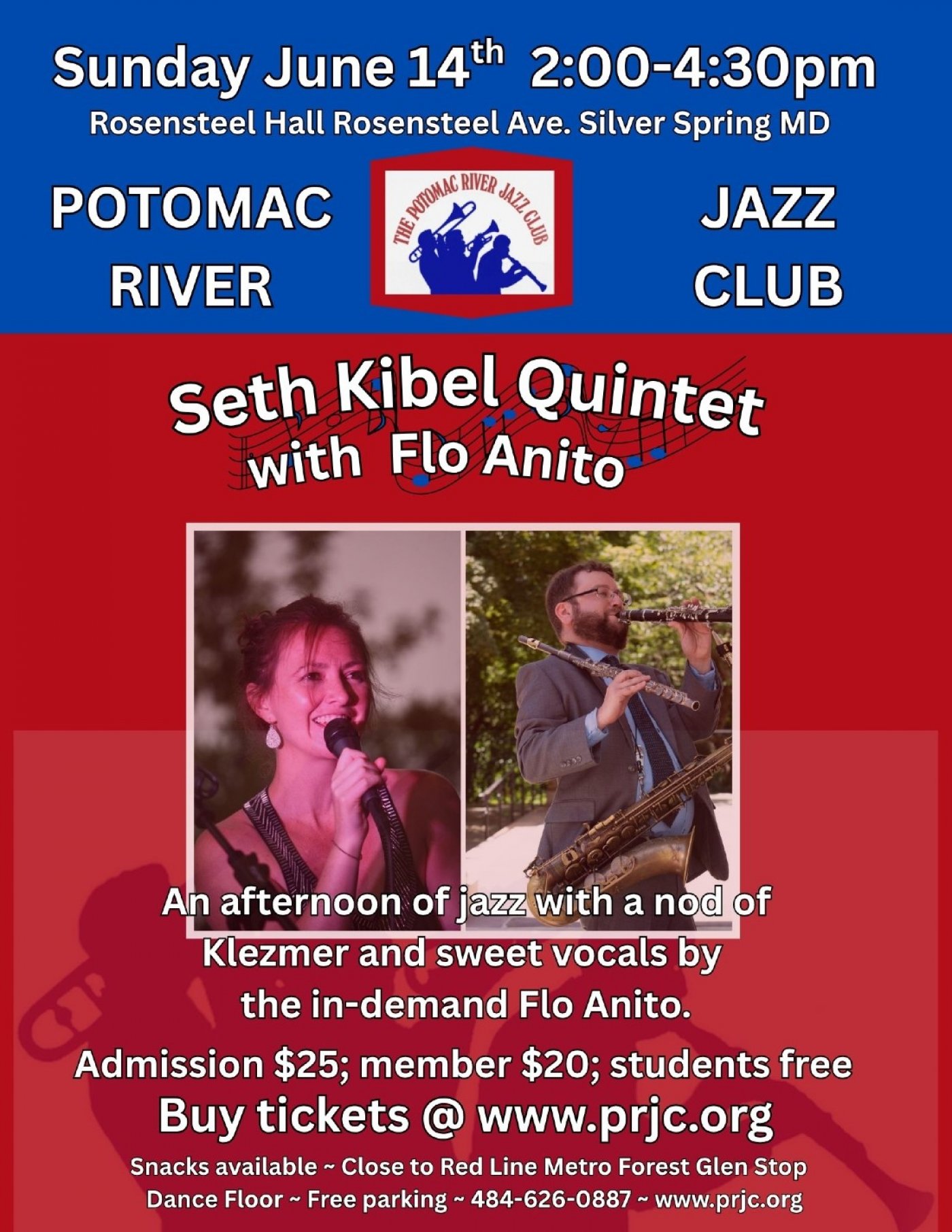 Seth Kibel Quintet w\/ singer Flo Anito sponsored by Potomac River Jazz Club