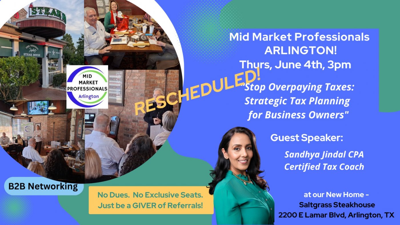 June 4 - MMP Arlington.Tax Strategies with Sandy Jindal