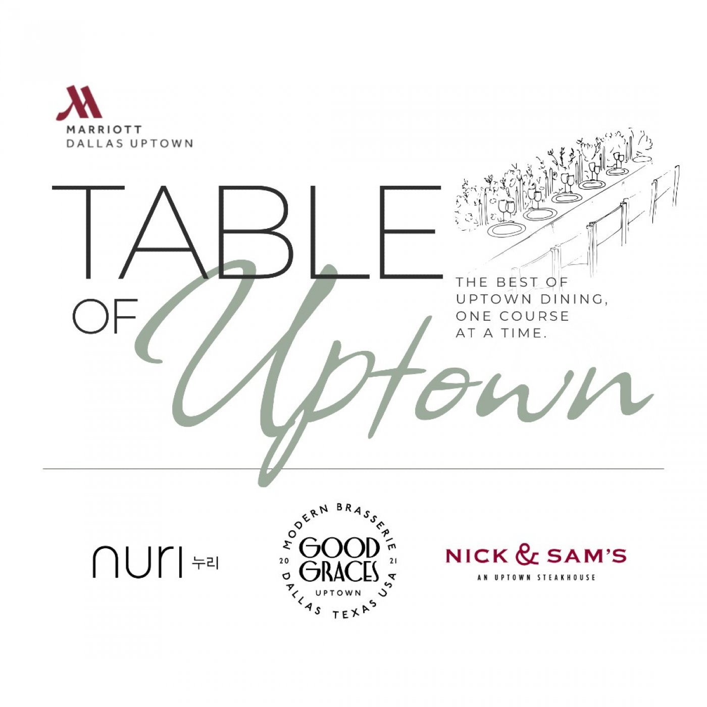 Table of Uptown at Marriott Dallas Uptown\u2019s Y\u2019all Plaza